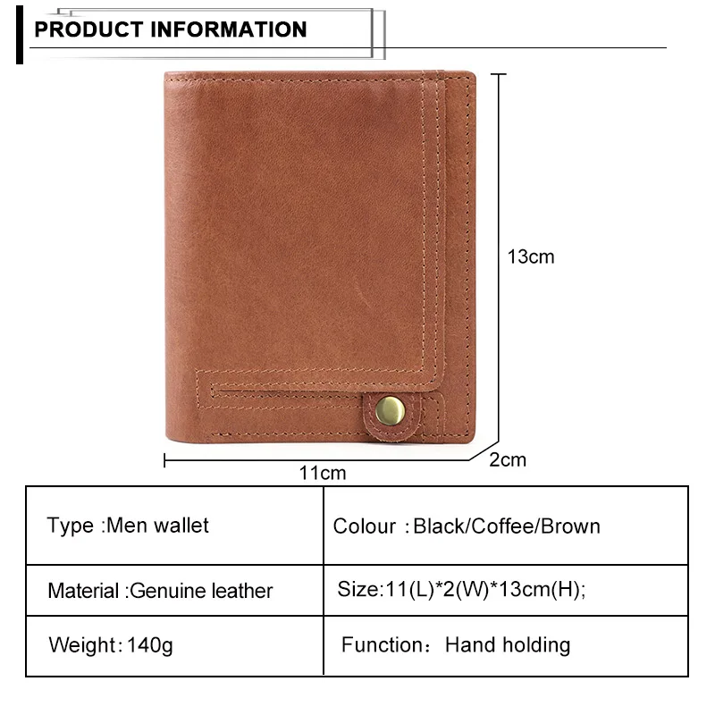 Vintage Men Business Wallet RFID Genuine Leather Multi Slots Credit Card Holder Short Coin Purse for Travel Male Clutch Bag
