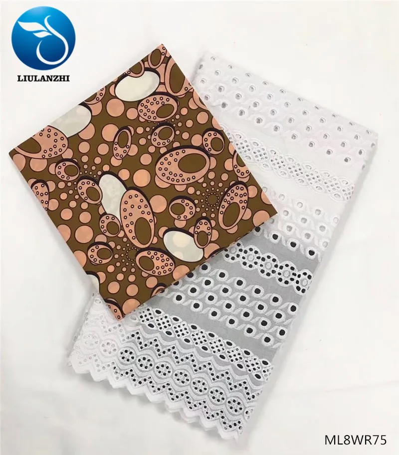 LIULANZHI африканская восковая кружевная ткань модный стиль нигерийская восковая печать белая, тонкая, прозрачная ткань кружевная ткань 5,5 ярдов ML8WR66-ML8WR92