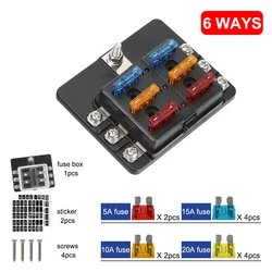 Durable Blade Fuse Block with LED Indicator and Plastic Cover (6 Ways)