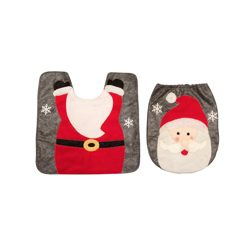 Santa Праздничные товары для ванной комнаты, комплект из 2 предметов, необычный снеговик, крышка для унитаза и ковер, набор для ванной комнаты, Рождественское украшение - Цвет: Santa