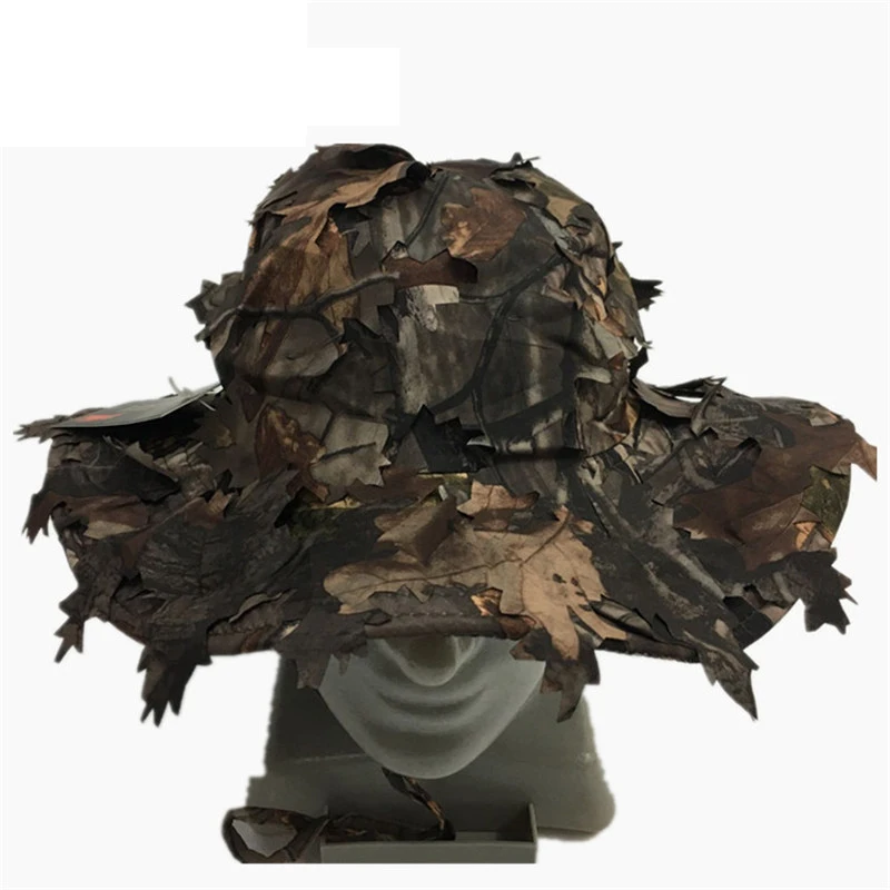 

Outdoor Tactical Cap Hunting Camouflage Hat Army Military Anti-scrape Bionic Leaf Disguise Round Hat Maple Leaf Sunshade Cap