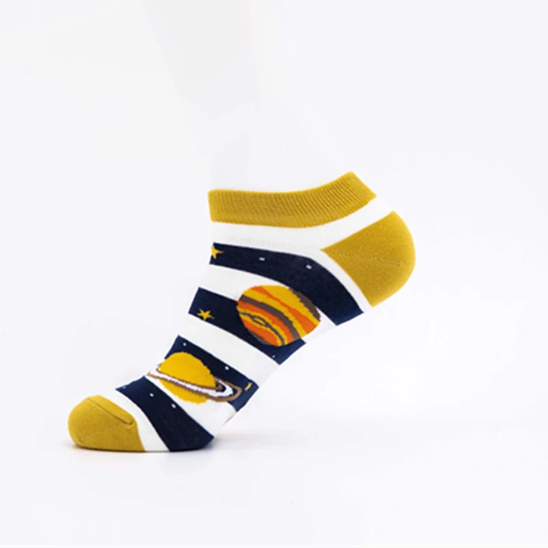 New Space Alien Planet Universe Cartoon Cotton Skate Cool Casual Socks Women Men Astronaut Funny Boat Short Happy Ankle Socks