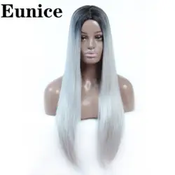 30 дюймов Юнис длинные шелковистые прямые Синтетический синтетические волосы на кружеве парик для женщин средняя часть термостойкие к