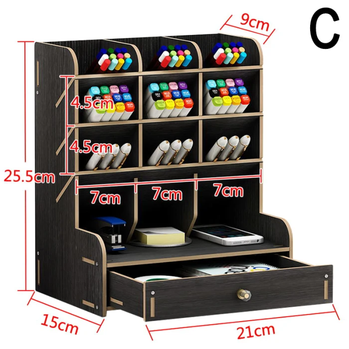 Деревянный многофункциональный настольный держатель ручки 5 Слои настольная коробка для хранения Портативный с выдвижным ящиком для школы офиса Коробка для хранения канцтоваров