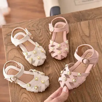 

JY 2020 Summer Children girls shoes Girl Shoes Flat casual sandals shoe 21-30 pink beige XCR-205 TX07