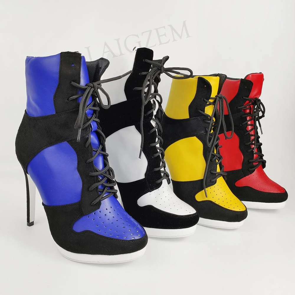 Serenitison Hoge Hak Dansschoenen Voor Vrouwen - Lace Up Ballroom Laarzen, Salsa Tango Schoenen Met Zachte Zolen En 8,5 Cm Hak