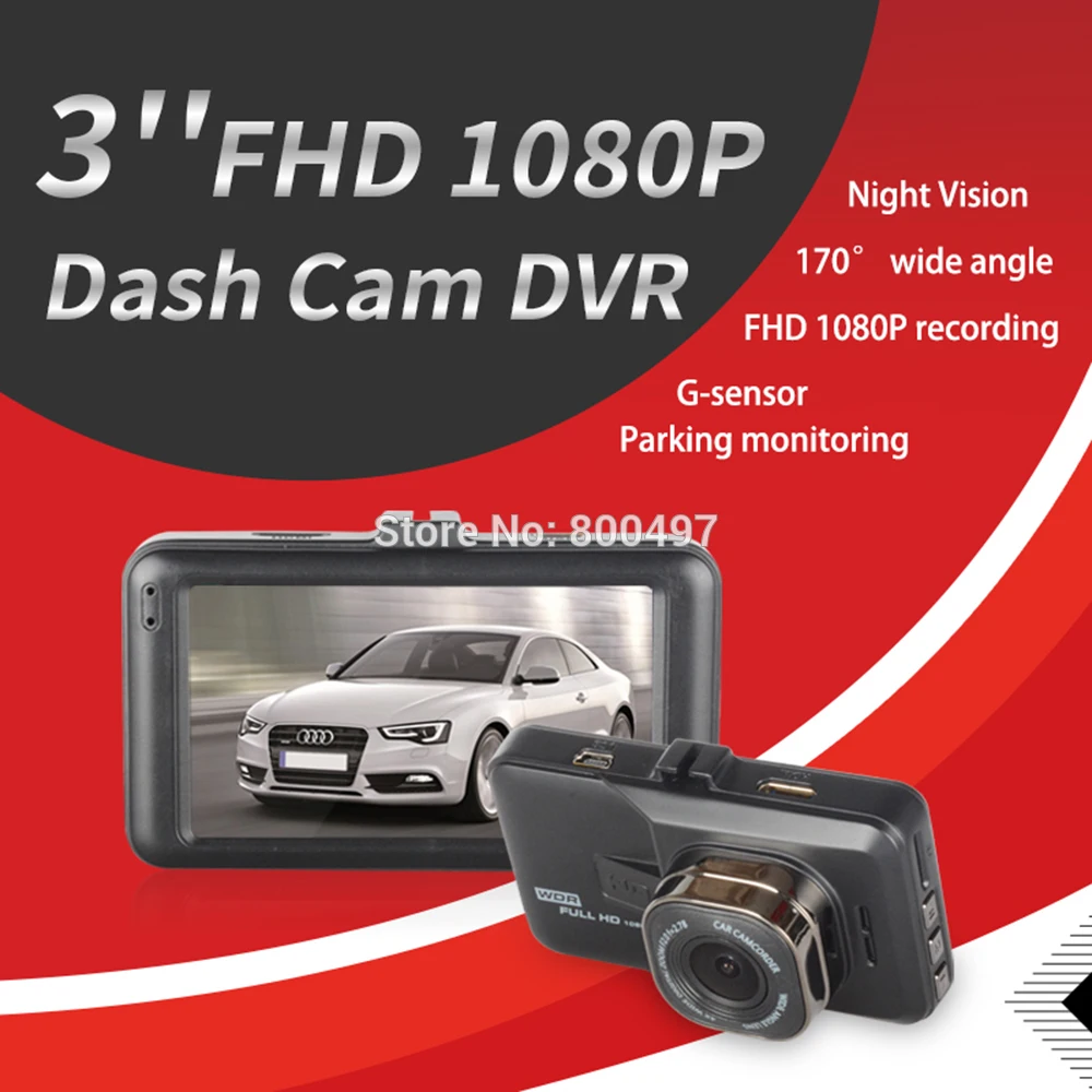 Автомобильный видеорегистратор FHD 1080P " 170 WDR ips видеорегистратор с двойным объективом g-сенсор парковочное Обнаружение движения камера ночного видения