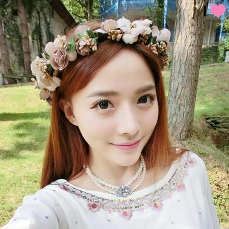 Lady Temperament Dress Mori Girl Simulation Flower Hoop Wedding Fashion Headdress Bride Holiday Wreath Hair |