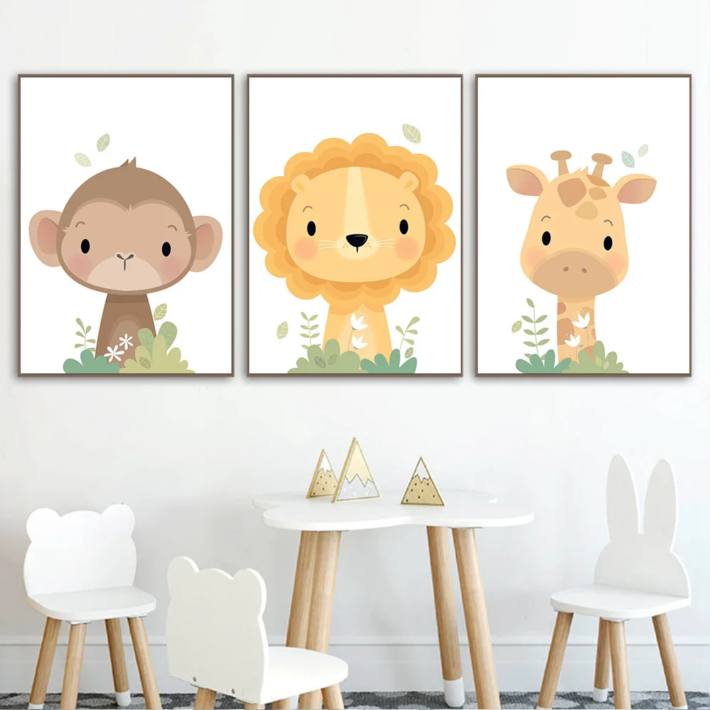 Canvas-Print-Jungle-Animals-Giraffe-Elephant-Zebra-Nursery-Wall-Art-Poster-Paintings-Nordic-Safari-Wall-Pictures (2)