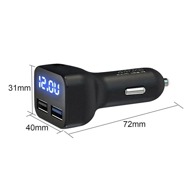 

5V/2.4A Dual USB Car Charger LED display Fast Charging Car Phone Charger Tablets Auto Volt Amp Meter Universal 2-USB Charger ABS