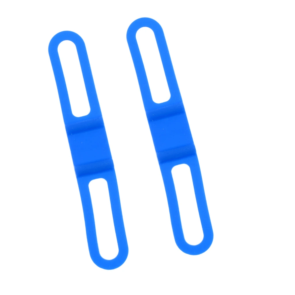 2x Bike Silicone Bands Bicycle Flashlight Straps Tie Holder Blue High Elastic