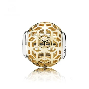 

Gold Color Openwork Geometric INTUITION Beads Fit Essence COLLECTION Bracelet Bangle 925 Sterling Silver Charm Jewelry