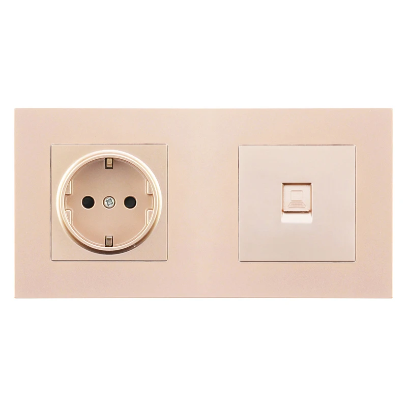 1Socket Rj45 Outlet Atlectric DE EU RU стандартная настенная розетка RJ45 компьютерный порт данных розетка двойной RJ45 с ТВ Розетка двойная розетка пластиковая панель розетки - Тип: 1Socket Rj45 Outlet