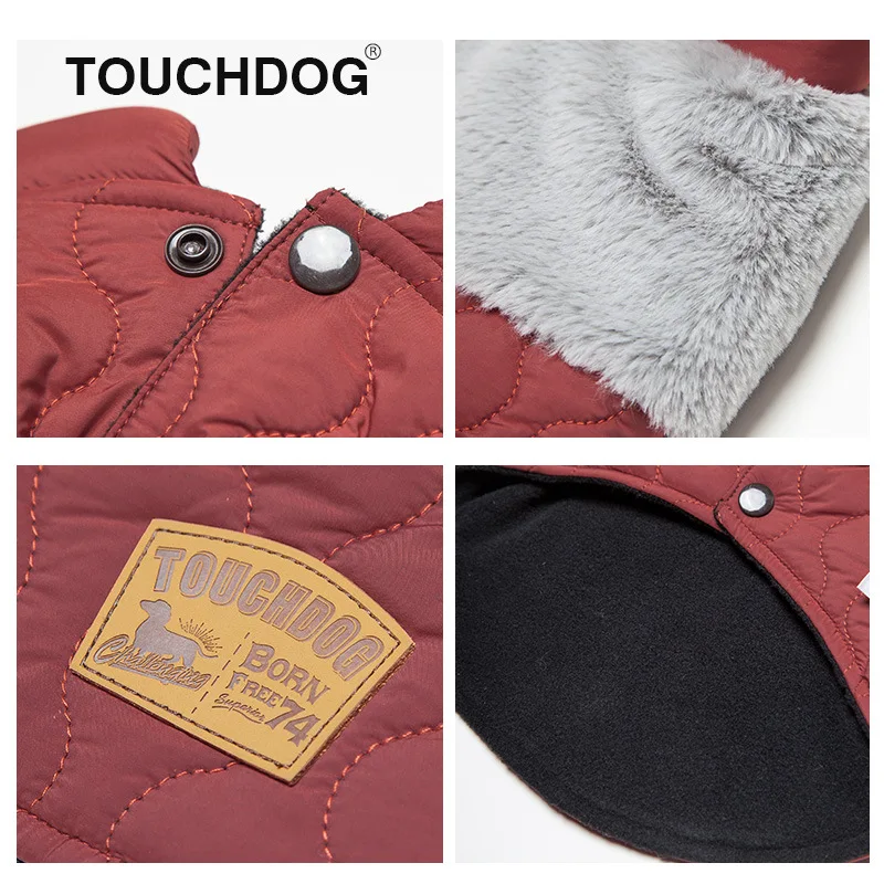 Touchdog зимняя одежда для собак ветрозащитный и морозостойкий костюм теплое пальто
