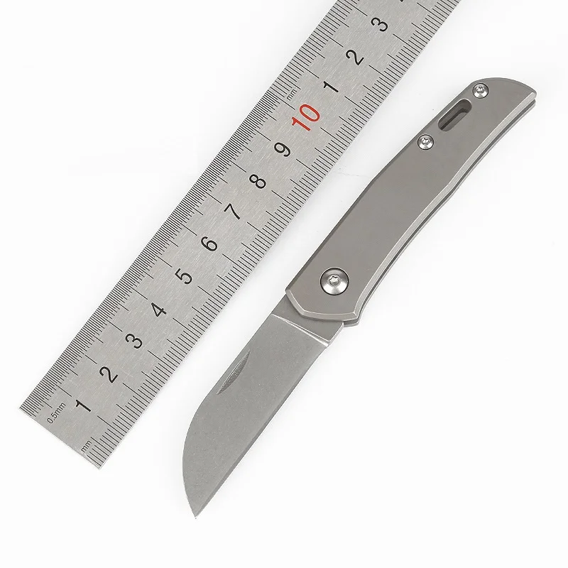 

New Mini Folding Knife Grey Pocket Knife Titanium Alloy Handle D2 Blade Outdoor Camping Folding Knives EDC Tool Fruit Knife