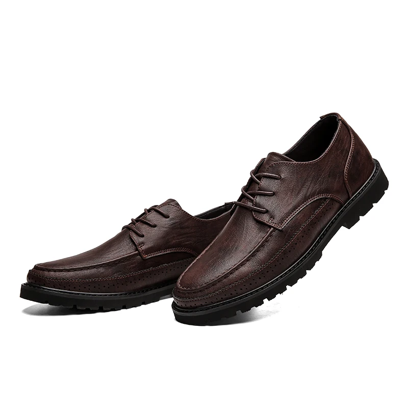 Brown G6601 JUNSRM/мягкая мужская обувь; брендовая кожаная обувь для отдыха; лоферы; модная Высококачественная Мужская удобная повседневная обувь для вождения; chaussure homme - Цвет: Brown G6601