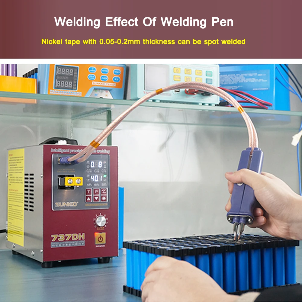 

SUNKK 737DH spot welder 4.3KW induction delay touch welding machine small 18650 lithium battery spot welding machine nickel Stri