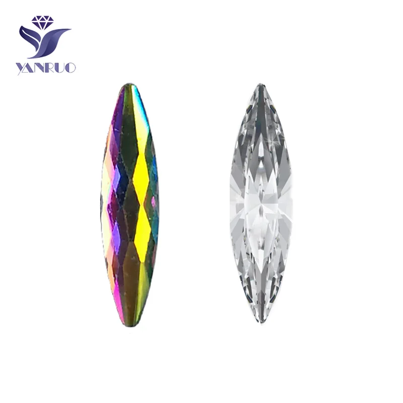 YANRUO кристалл AB Navette формы Flatback разные Стразы стеклянные блестящие алмазные