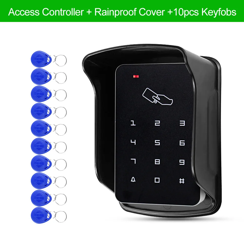 Access Control System 125Khz 2XIP68 Waterproof Keypad LED Display+40RFID Keyfobs 