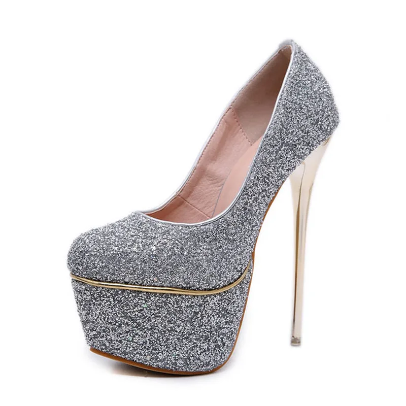 

2019 Night Club Models Glittering 16CM New High-heeled Princess Models Single Shoes Women Shoes Sandals Fashion JXQ-258-132