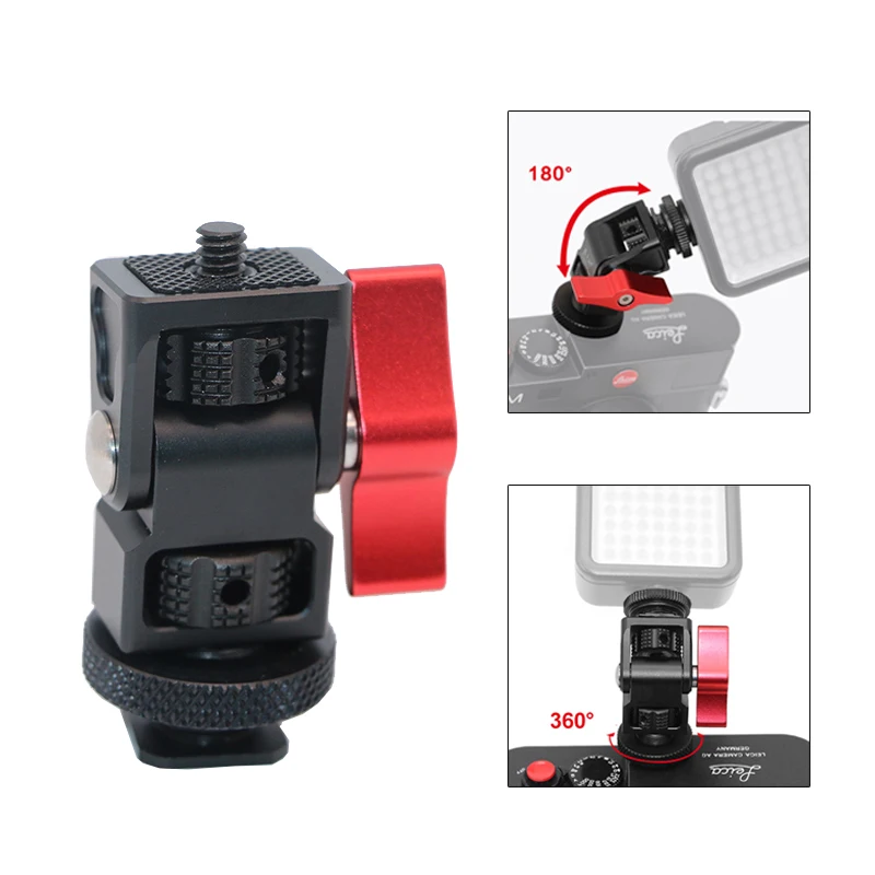 Hot Shoe Adjustable Mount Holder on-Camera Monitor Bracket Stand 1/4'' screw for Video Camera Monitor Fill light Flash