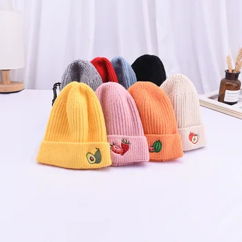 

Kids Boy girl Knitting Fashion Fruit Cap Infant Boy Girl Fluorescent Colour Hat Children’s Autumn Winter Warm Hat