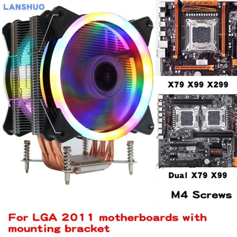 3/4PIN RGB светодиодный кулер для процессора 6-Heatpipe 12 В 12 см 2Fan радиатор охлаждения для LGA 2011X79 - Цвет лезвия: Magic light