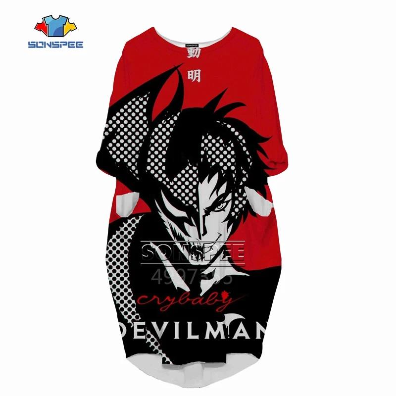 SONSPEE 3D принт DEVILMAN crybaby Harajuku женское модное Повседневное платье в стиле хип-хоп с длинным рукавом женская одежда для девочек L10