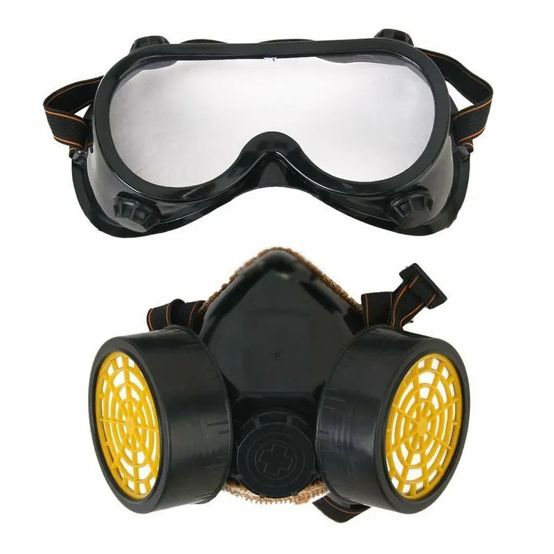 

New Half Face Gas Mask With Anti-fog Glasses N95 Chemical Dust Mask Filter Breathing Respirators for Painting Spray Welding