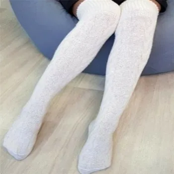 

Trendy Women free shipping Cable Knit Extra Long Boot Acrylic Over Knee Thigh High School Girl Stocking one pairs