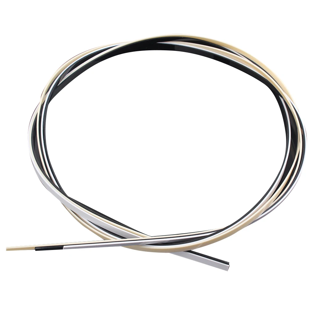 Pack of 3 Plastic Guitar/Electric Bass Binding Purfling Strips Edge Trim Inlay Black+White+Cream
