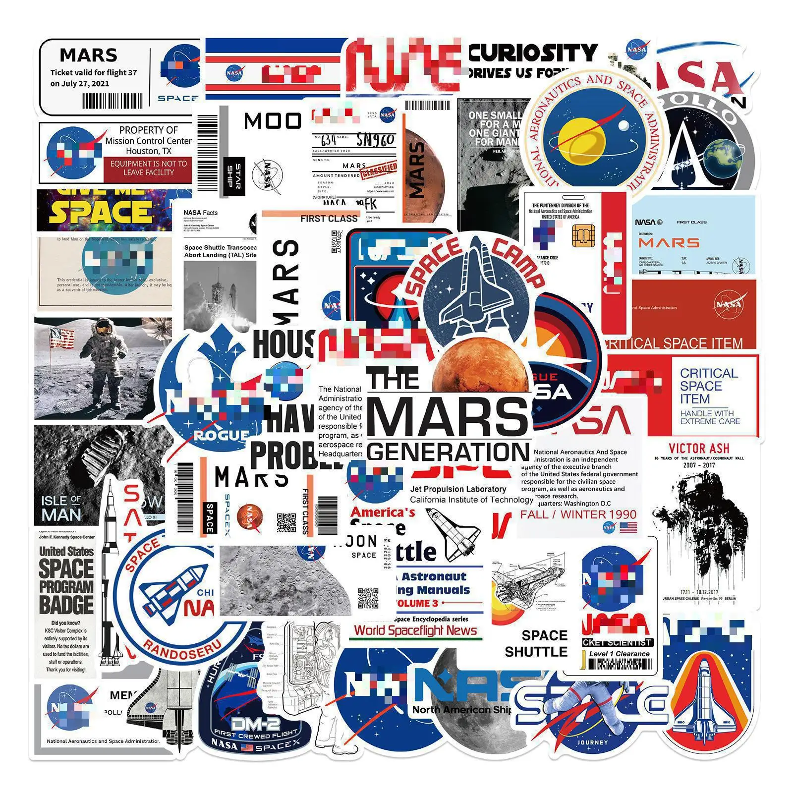 10/30/50pcs  Cartoon Space Agency Astronaut   Skateboard Travel Suitcase Phone Laptop Luggage Stickers Diy Kids Girl Toys