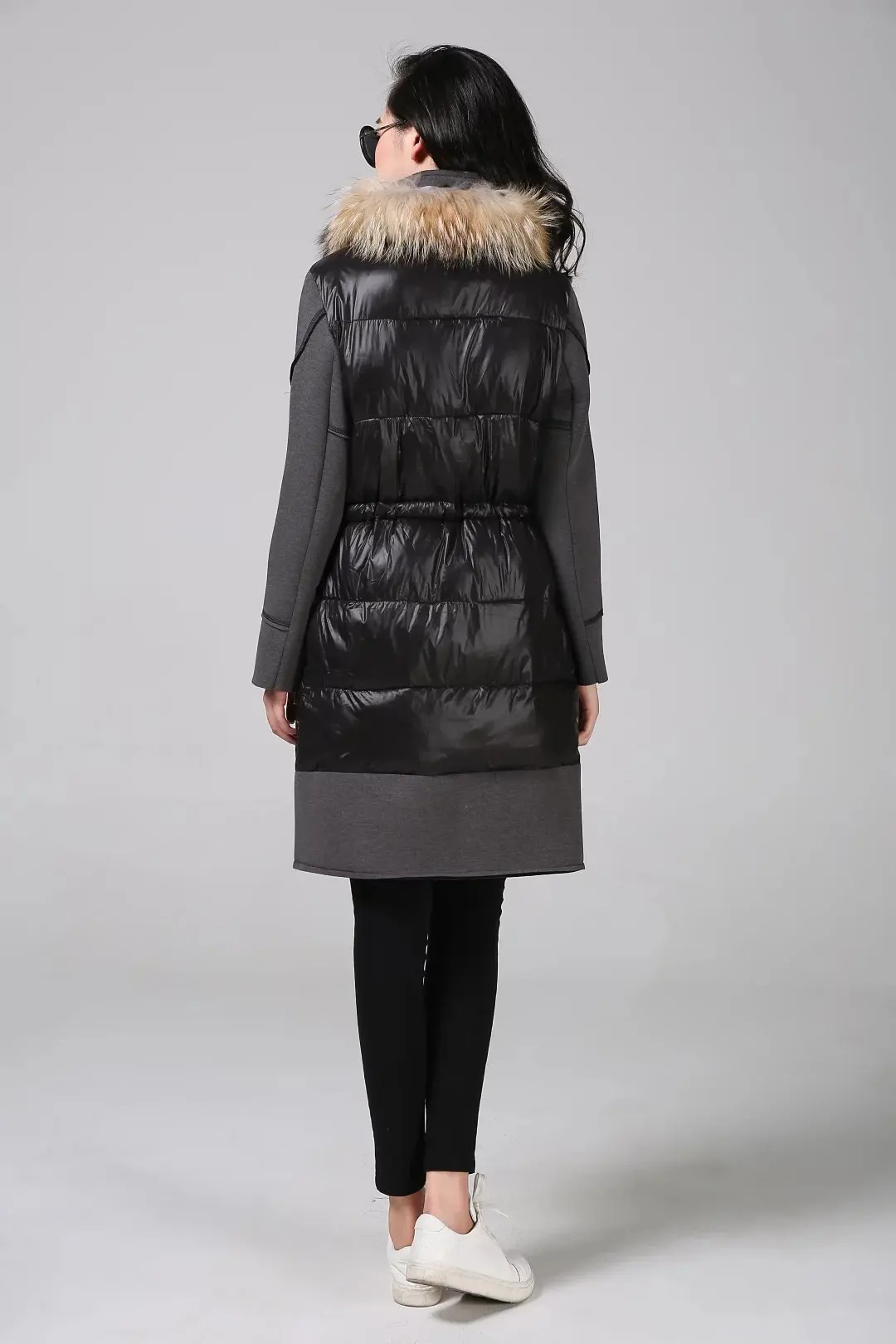 

Early Autumn Europe And America New Style Space Cotton Joint Filling Nap Fur Collar Cotton Overcoat WOMEN'S Dress W1111
