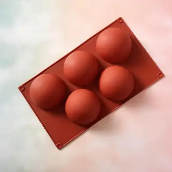 

5 Holes Practical Durable Convenient Simple Stylish Half Ball Sphere Silicone Non-Stick Cake Mold DIY Baking Kitchen Tool