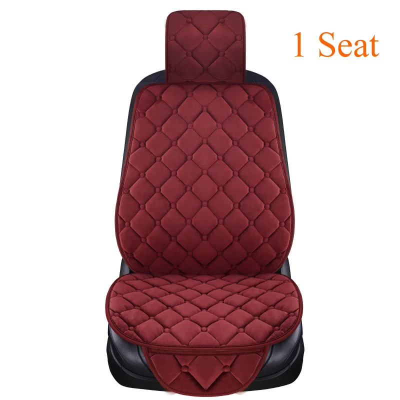 1 seat red Универсальный плюшевый чехол для сиденья автомобиля зимний теплый искусственный мех авто передняя спинка протектор подушки сиденья коврик аксессуары для интерьера - Название цвета: 1 seat red