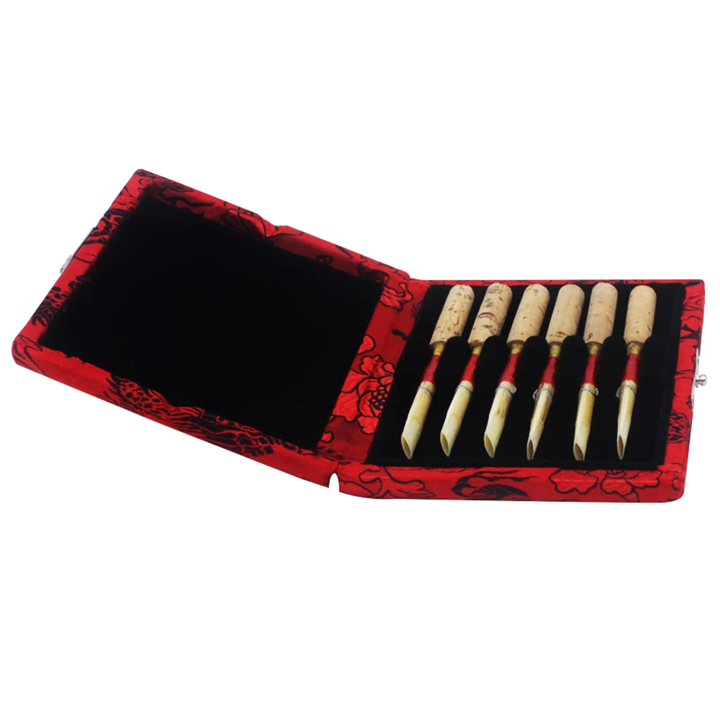 Red Wood Oboe Reed Box Case Hold 6 Pieces Oboe Reed Musical Instrument Parts