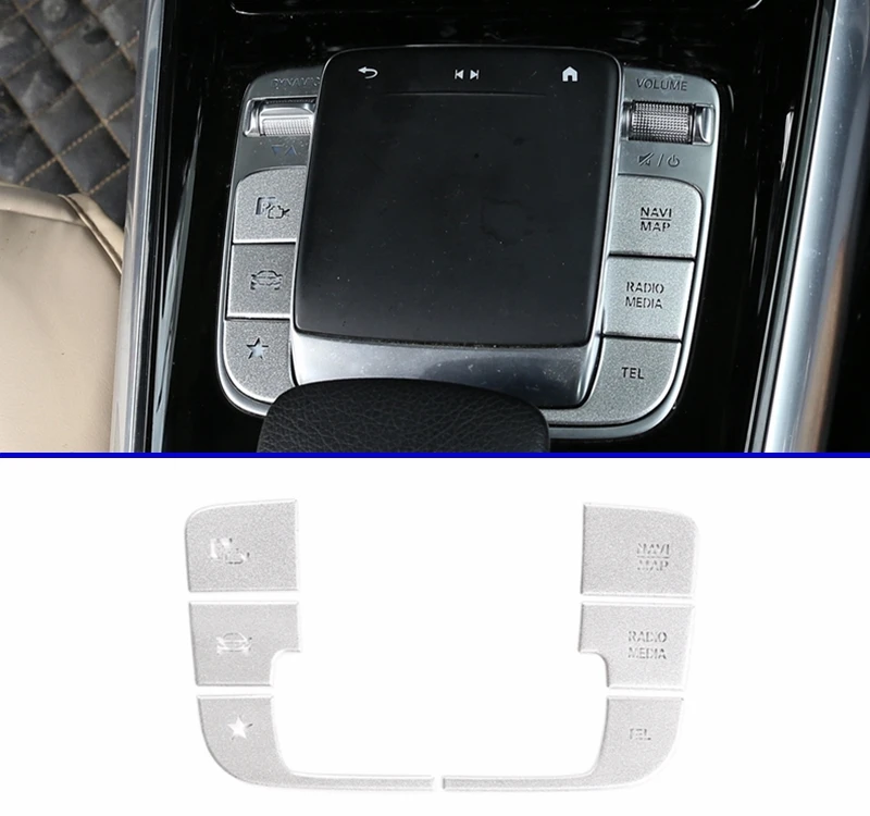 6pcs For Mercedes Benz A B GLA GLB CLA calss W177 W247 X156 2019-2020 Central Control Function Button Stickers Car Accessories