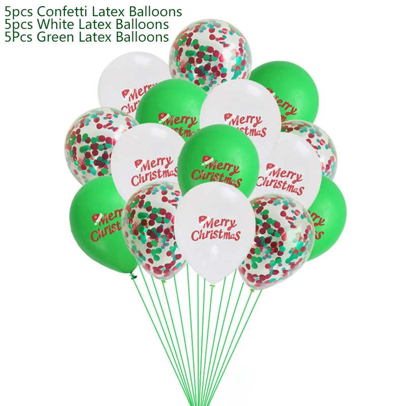 15pcs Latex Balloons Украшения для рождественской вечеринки, Рождественский латексный бумажный шарик, баннеры, сделай сам, праздничные вечерние принадлежности, рождественские украшения для дома - Цвет: 15pcs Latex Balloons