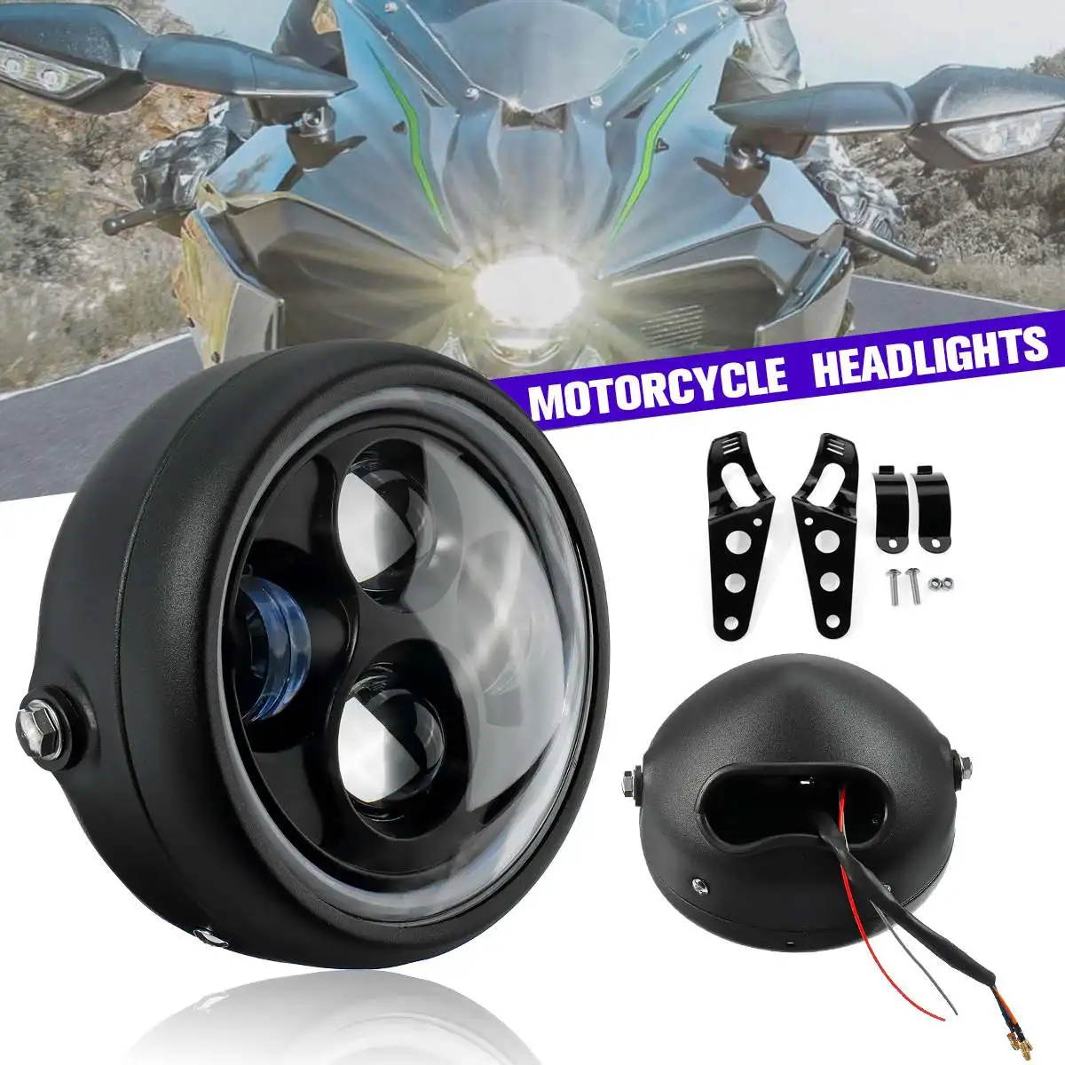 7 черная светодиодная круглая фара герметичная металлическая холодный белый