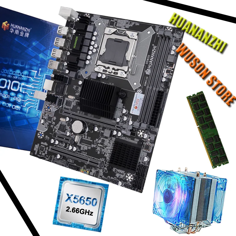 Новое поступление материнская плата HUANANZHI X58 LGA1366 с процессором Intel Xeon X5650 2 66 ГГц