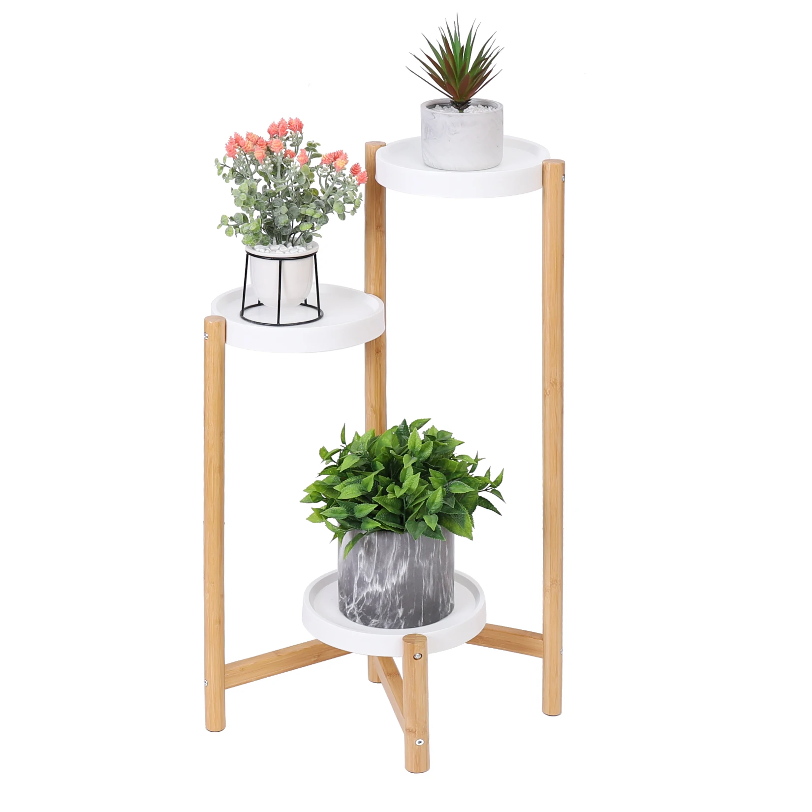 Bamboo Plant Stands Indoor, 3 Tier Tall Corner Plant Stand Holder & Plant Display Rack for Outdoor Garden 6