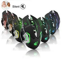 Перезаряжаемые 2,4G Беспроводной игровой Мышь бесшумный светодиодный подсветкой 2400 Точек на дюйм 6 кнопок оптическая мышь с USB приемник для портативных ПК