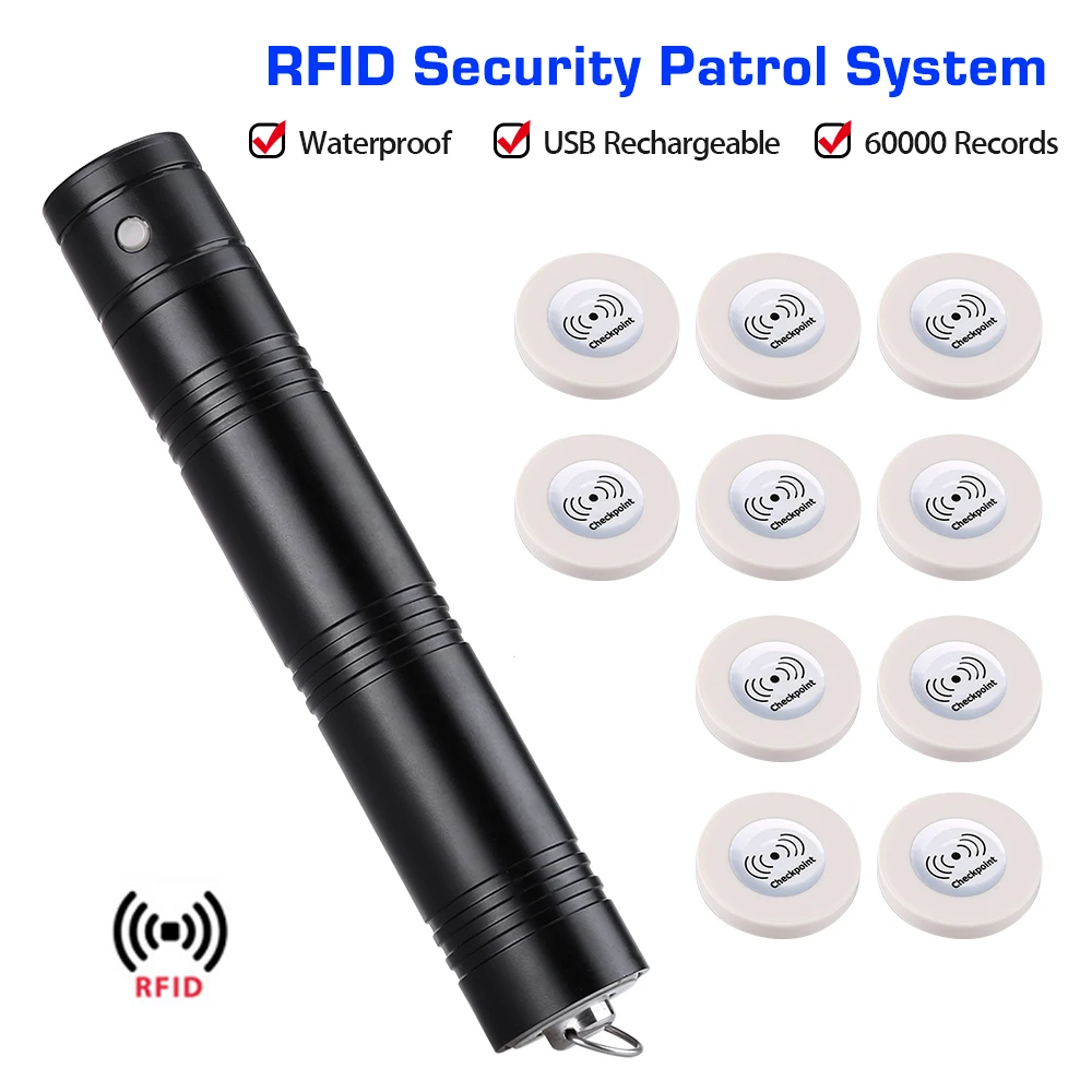 

Anti-broken Guard Tour System Wand Rfid Security Patrolling System Patrol Recorder + 10pcs RFID Checkpoint