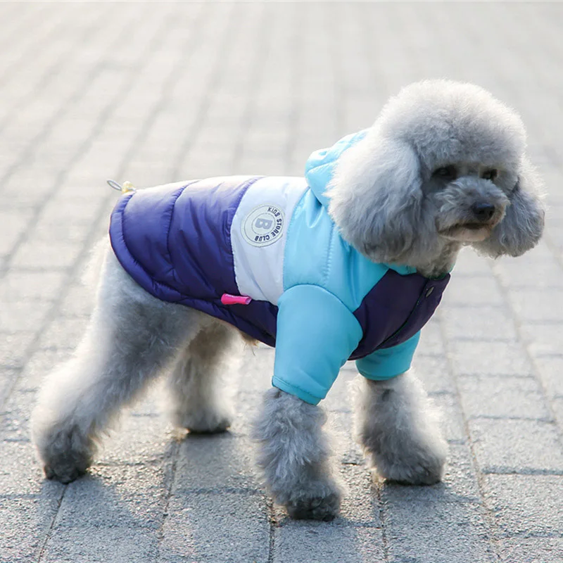 Pet Dog Jacket Coat Autumn Winter Clothes For Dogs Cotton-padded Warm 2-legged Hooded Coat Small Dogs Thickening Jacket