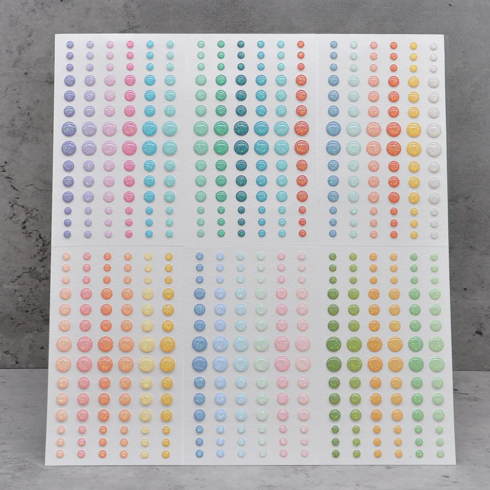 Enamel Dots Sticker 6PCS/SET Scrapbooking Sparkle Glitter Stickers Sugar Sprinkles Self- Adhesive Resin DIY Scrapbooking ES062