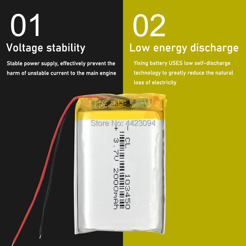 103450 3.7V 2000mAh Lipo Battery Replacement li-ion Lipo cells Lithium  Li-Po Polymer Rechargeable Battery For Bluetooth speaker