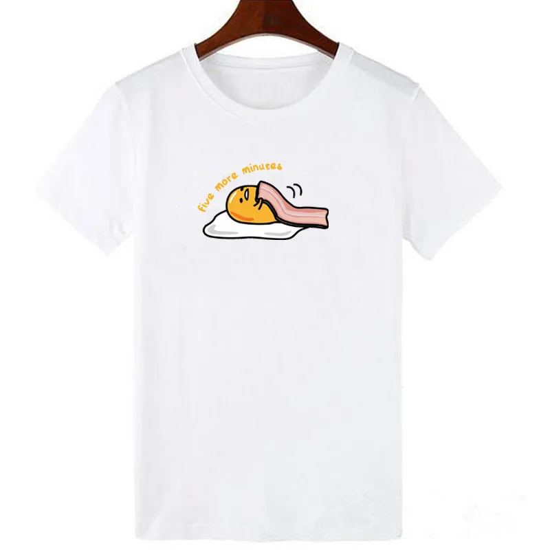 Японский Harajuku милый Gudetama Lazy Egg Yolk забавная футболка для мужчин хлопок Kawaii мультфильм печать футболка Новинка Женская футболка Топы