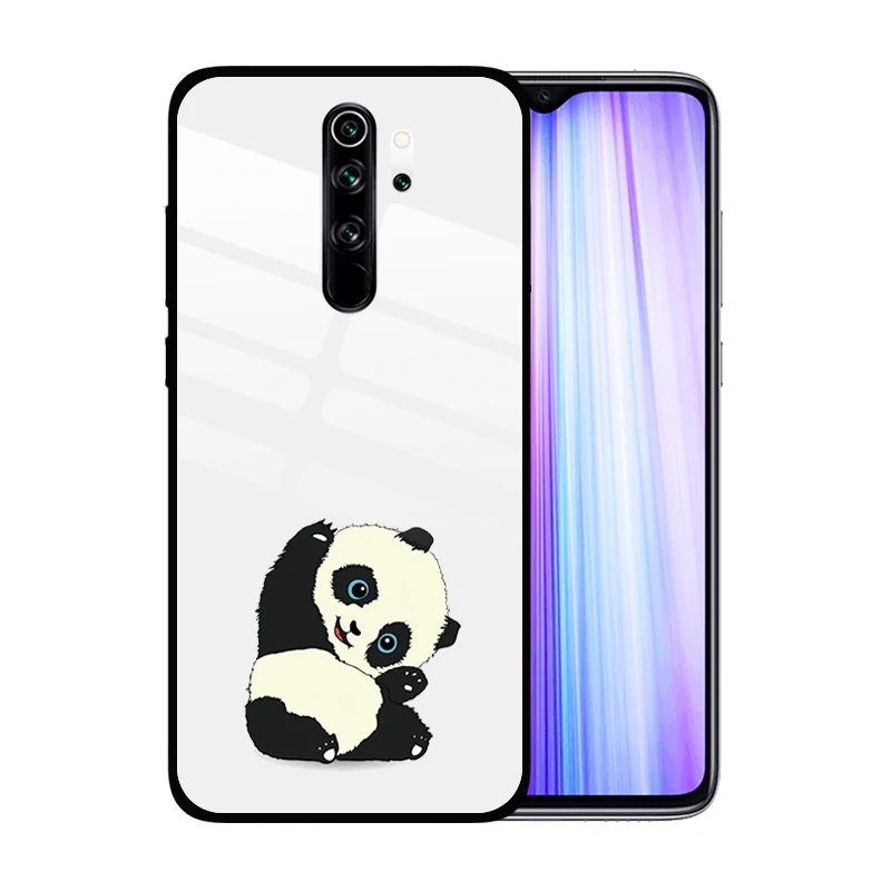 

Cute Cartoon Pandicorn Tempered Glass Case for Xiaomi Redmi Note 8 Pro 7 6 K20 5 Plus 7A Anti-Scratch Shockproof Cover