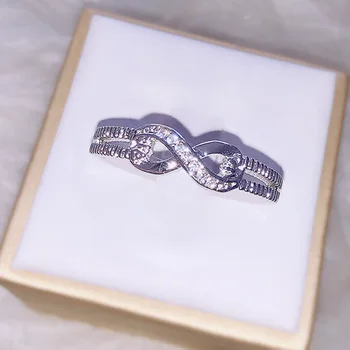 

CHAMSS Fashion Diamond 8-shaped Engagement Ring Personality Simple Female Romantic Birthday Gift