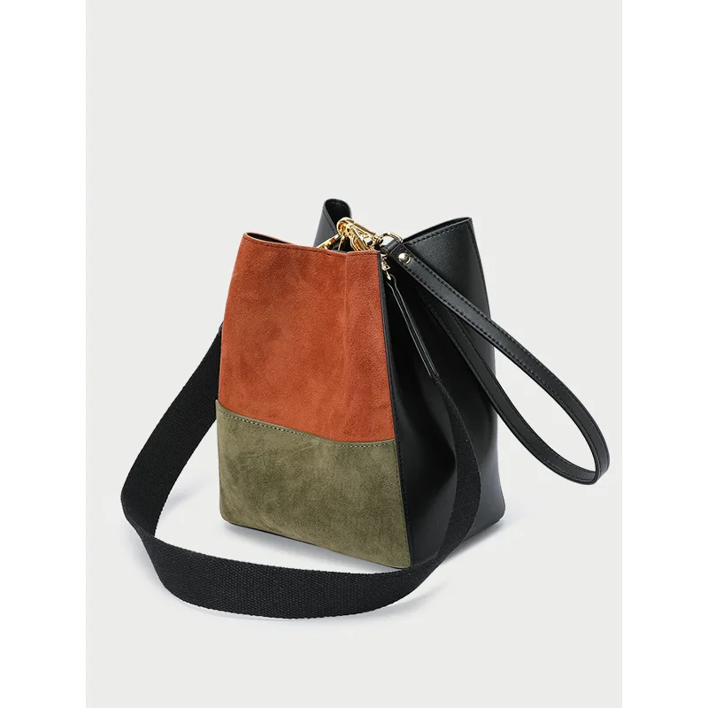 

2020 new bag female large capacity single shoulder diagonal package wild atmospheric leather retro Korean bucket bag